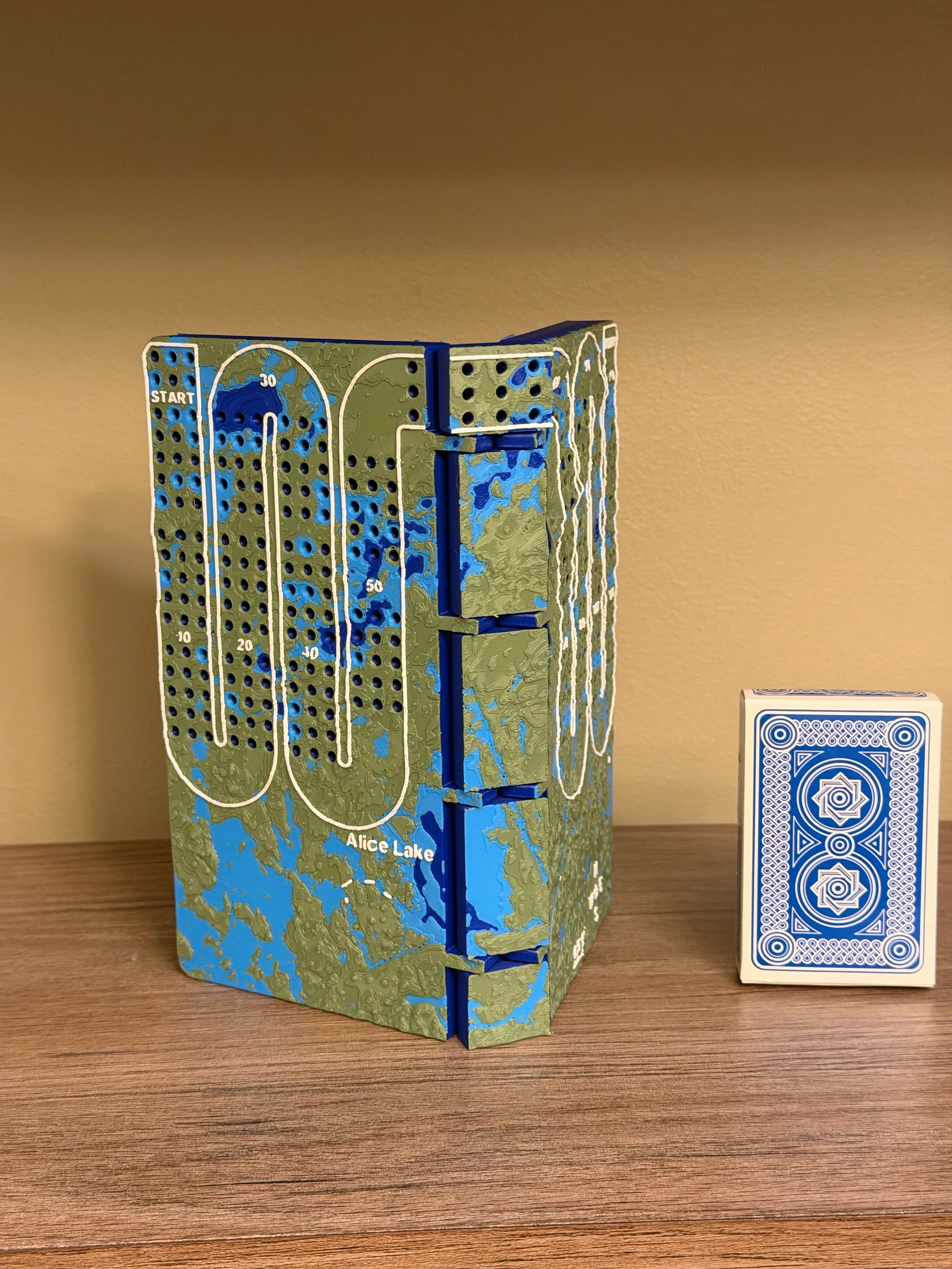 Custom Full Track Folding Cribbage Board: another view of a finished keepsake